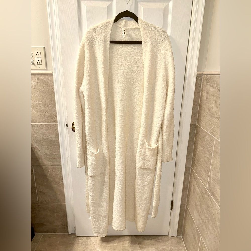 SKIMS Cozy Plush Cream Long Cardigan Robe